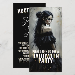 Carte Dame Mystique dans une sombre forêt d'Halloween -