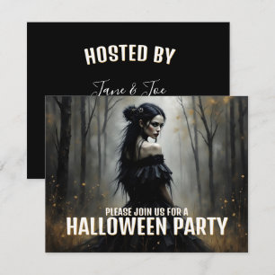 Carte Dame Mystique dans une sombre forêt d'Halloween