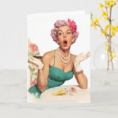 Carte Dame Surprise Glamour Rétro (Fleur jaune)