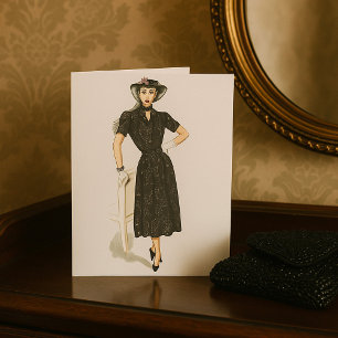 Carte Dame Victorienne Élégante Mode Rétro