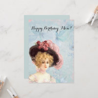 Dame victorienne en Casquette plumé avec roses ros