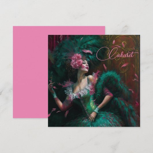 Carte Dame victorienne en émeraude et rose (Devant / Derrière)