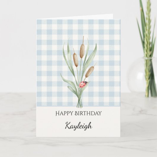 Carte Damebugue Rayures Vichy Anniversaire Massettes (Devant)