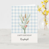 Carte Damebugue Rayures Vichy Anniversaire Massettes (Fleur jaune)