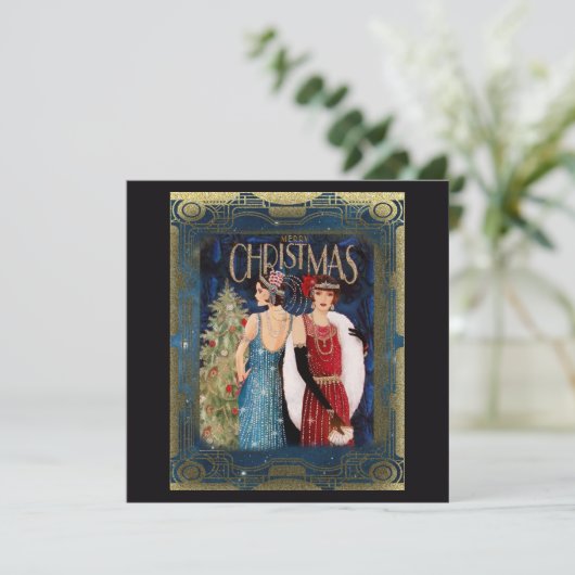 Carte Dames art de Noël des années 1930 (Debout devant)