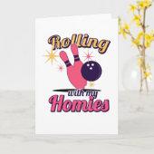 Carte Dames Bowling Bowling Pins Bowler Bowling Club (Fleur jaune)