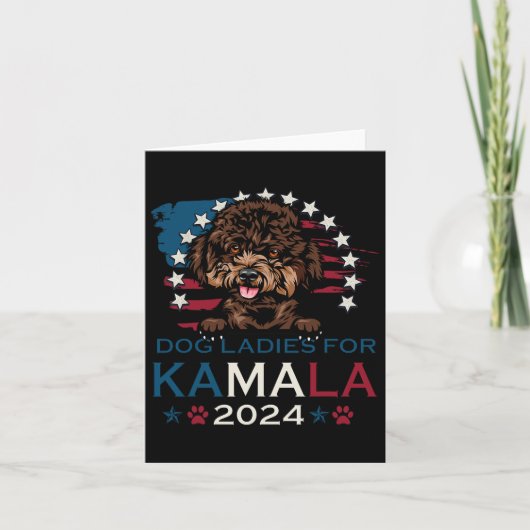Carte Dames Pour Kamala Harris 2024 Poodle Dog America (Devant)
