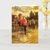 CARTE DAMES VINTAGE VÉLO RACING BICYCLE RACE (Fleur jaune)