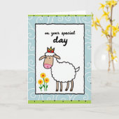 Carte d'ami en laine festive (Fleur jaune)