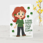 Carte d'amie à rayures trèfle (Fleur jaune)