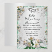 Carte d'amie de mariage à fleurs blanches élégante (Devant / Derrière)