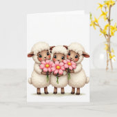 Carte d'amie Fleurs de moutons doux (Fleur jaune)