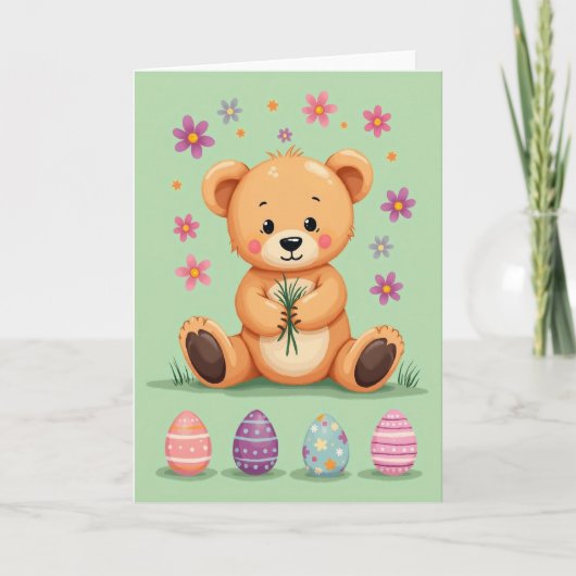 Carte d'amie ours mignon de printemps (Devant)