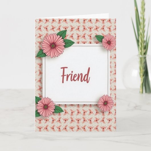 Carte d'amie Rose Script (Devant)