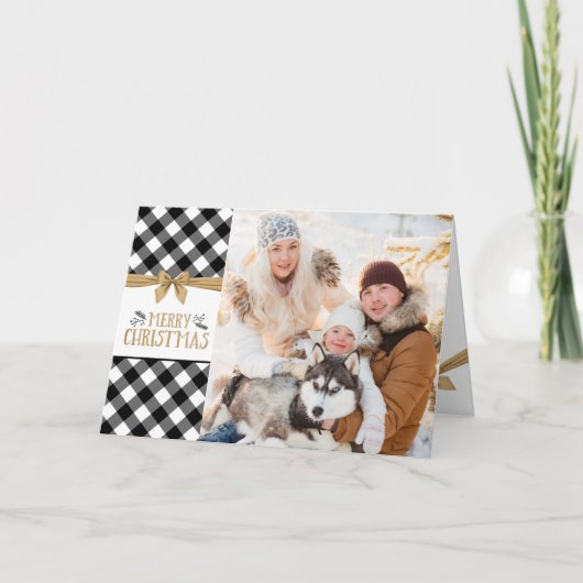 Carte Damier Buffalo B&W | Monogramme | JOYEUX NOËL (Devant)