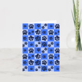Carte Damier Empreinte de Patte de Chien Bleu (Devant)