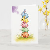 Carte d'amis animaux empilés (Fleur jaune)