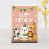 Carte d'amis animaux fantaisistes (Fleur jaune)
