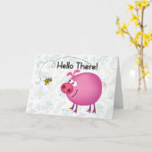 Carte d'amis cochons et abeilles (Fleur jaune)