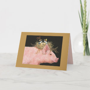 carte d'amis porcins et poulets