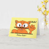 Carte d'amitié amusante Meow's It Go' ? Chat de de (Fleur jaune)