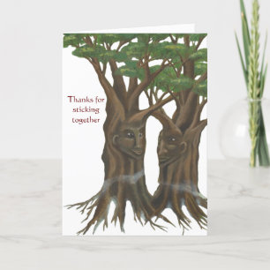 Carte d'amitié/anniversaire des arbres souriants