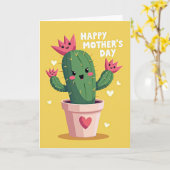 Carte d'amitié Cactus Heureux (Fleur jaune)