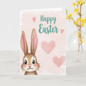 Carte d'amitié de Lapin Heureux et Mignon (Fleur jaune)