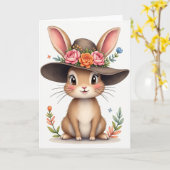 Carte d'amitié de lapin printanière (Fleur jaune)
