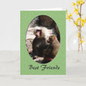 Carte d'amitié des meilleurs amis singes. (Fleur jaune)