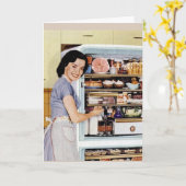 CARTE D'AMITIÉ FUNNY RETRO HOUSEWIFE (Fleur jaune)