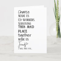 Carte d'amitié Merci d'adieu de collaborateur