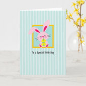 Carte d'amitié surprise lapin rose (Fleur jaune)
