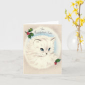 Carte d'amitié Vintage Christmas Kitten (Fleur jaune)