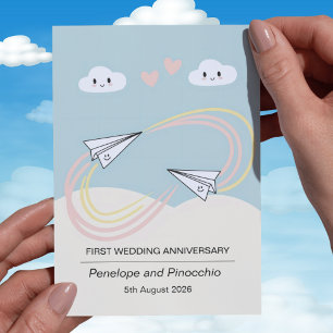 Carte d'amour 1er Anniversaire Papier mignon