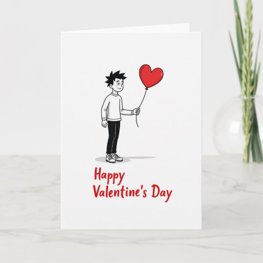 Carte d'amour à ballon en forme de cœur simple (Devant)