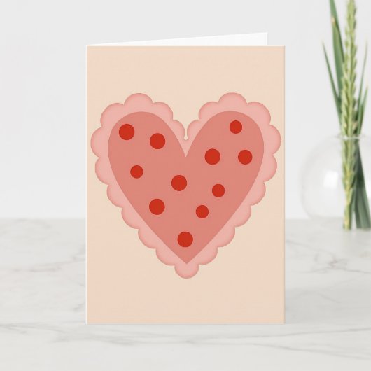 Carte d'amour à cœur pois (Devant)