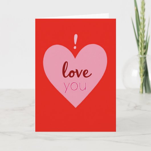 Carte d'amour à cœur rose (Devant)