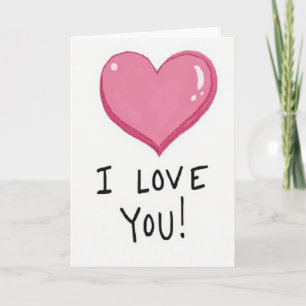 Carte d'amour à coeur rose brillant
