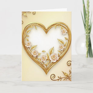 Carte d'amour à coeur Rose Dorée