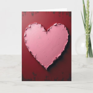Carte d'amour à coeur rose texturé