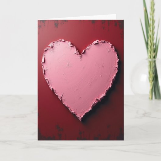 Carte d'amour à coeur rose texturé (Devant)