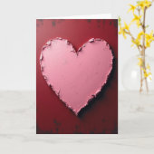 Carte d'amour à coeur rose texturé (Fleur jaune)