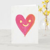 Carte d'amour à cœur souriant (Fleur jaune)
