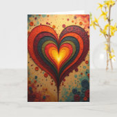 Carte d'amour à cœur superposé simple (Fleur jaune)