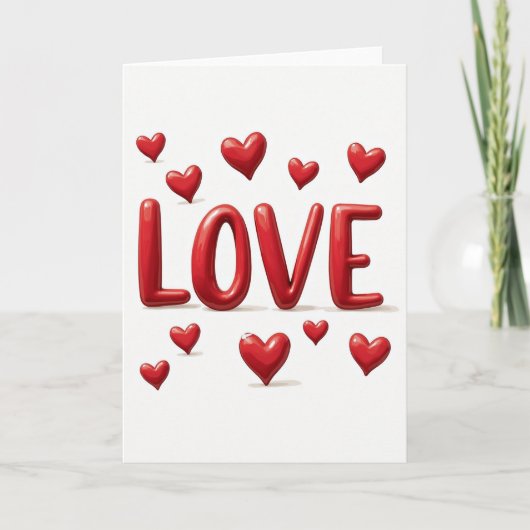 Carte d'amour à coeurs dispersés simples (Devant)