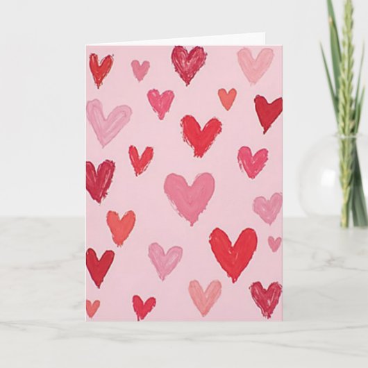 Carte d'amour à coeurs peints (Devant)