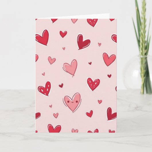 Carte d'amour à coeurs roses doux (Devant)
