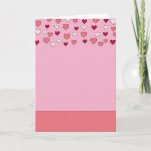 Carte d'amour à coeurs roses tombants