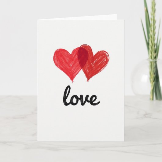Carte d'amour à coeurs rouges simples (Devant)
